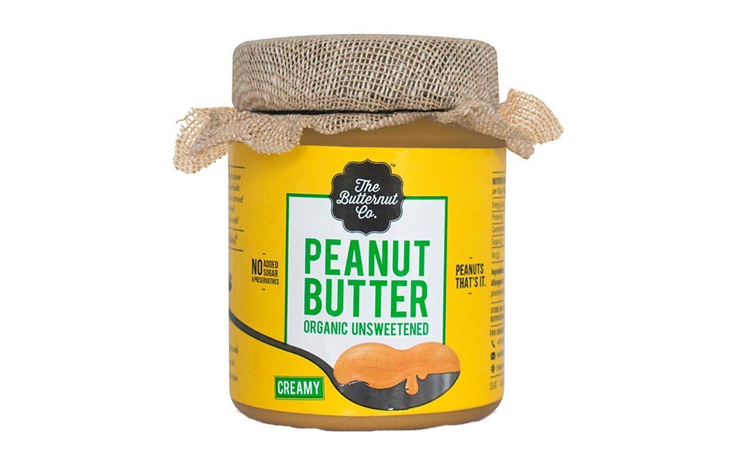 The Butternut Co. Organic Unsweetned Peanut Butter, Creamy   Glass Jar  200 grams